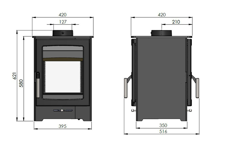 Parkray Aspect 4 Eco Double Sided Stove Sizes